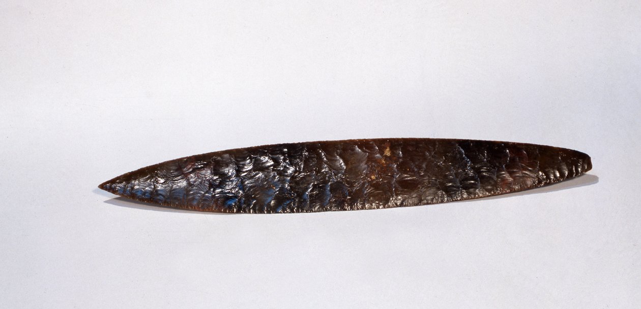 Offerkniv, fra Nakum, Peten, Guatemala, Late Classic Period (obsidian) af Mayan
