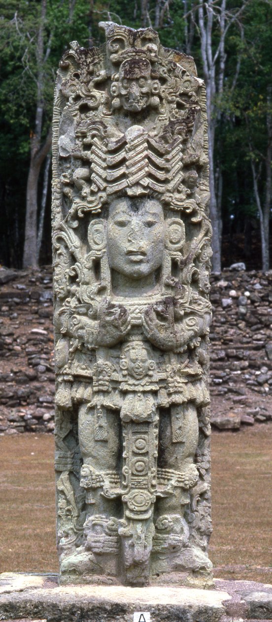 Stela A, Copan, sen klassisk periode, ca. 730 e.Kr af Mayan
