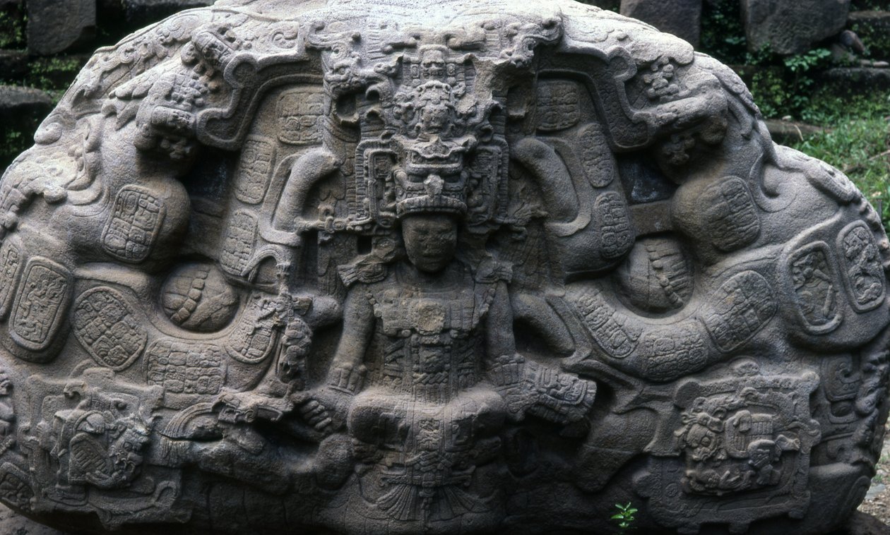 Zoomorfisk sten P, senklassisk periode (600-900 e.Kr.) af Mayan