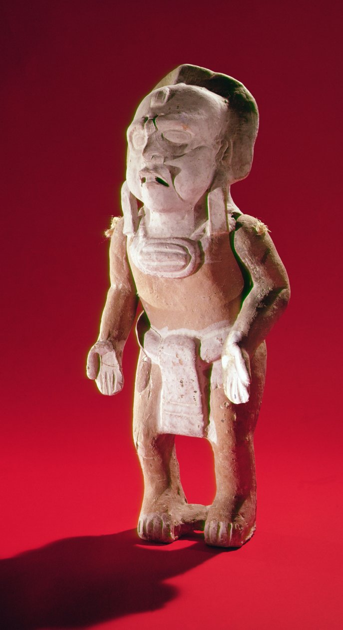 Figur af en maskeret præst i en ceremoni, fra Isle of Jaina (lertøj) af Mayan