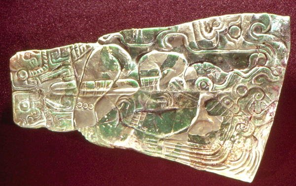 Plade, der forestiller en præst (jade) af Mayan