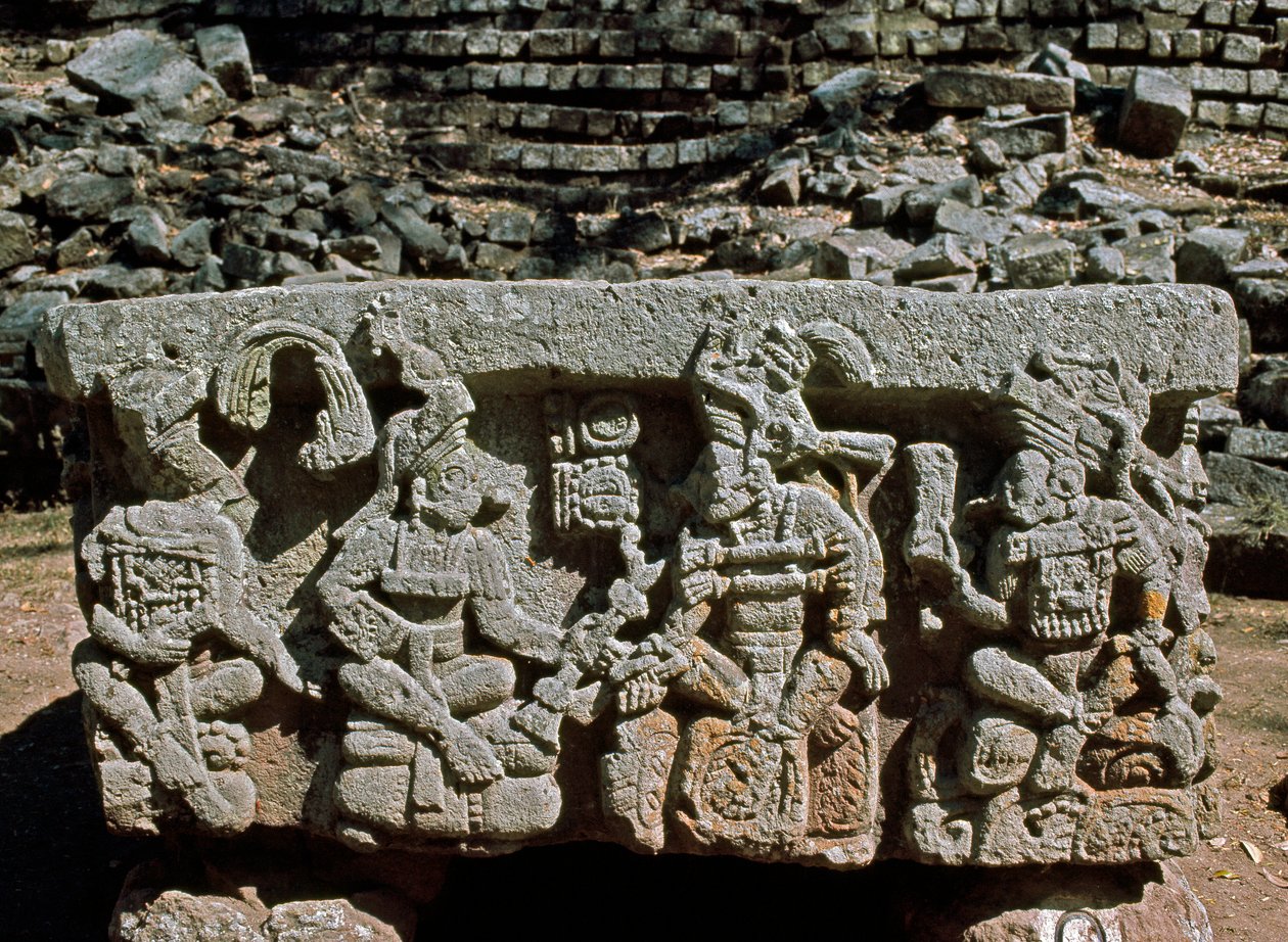 Alter Q med kroning af kongen af den opgående sol, 776 e.Kr af Mayan