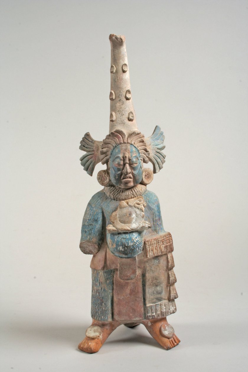Udklædt figur fra Mexico, 7.-8. århundrede (keramik, pigment) af Mayan
