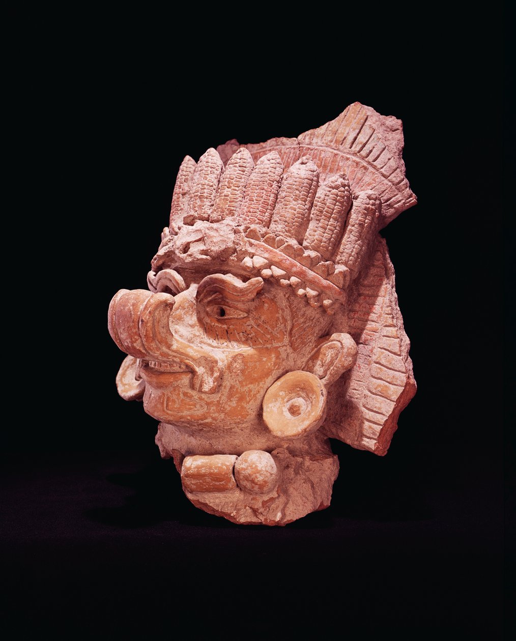 Overhoved for Maya-majsguden, Oaxaca, ca. 500 e.Kr. (lertøj) af Mayan