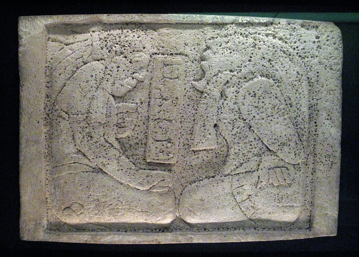 Overligger med to fanger, Yaxchilan-området, sen klassisk periode, 600-900 e.Kr. af Mayan