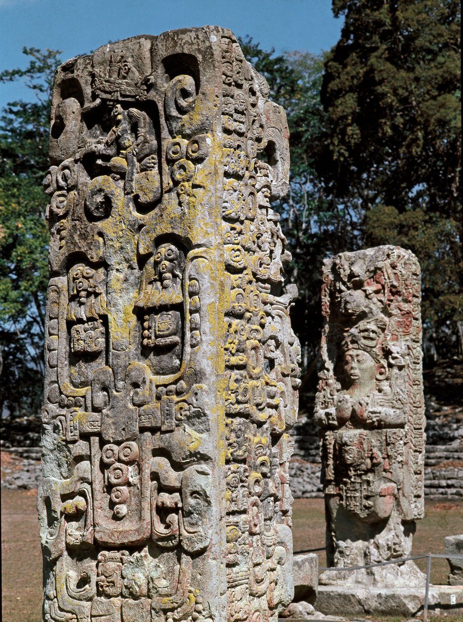 Stele A og C, Plaza of Ceremonies, 731 AD af Mayan