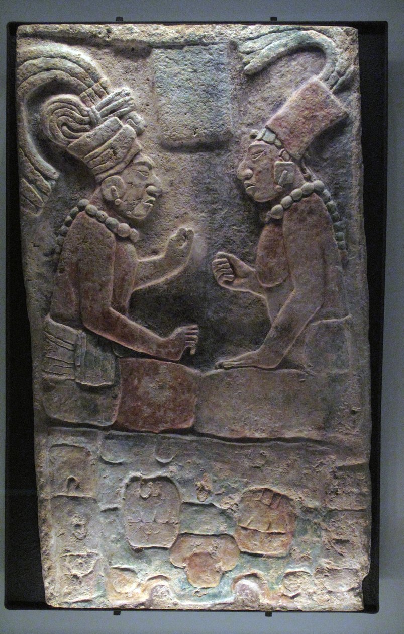 To siddende mænd, El Chicozapote, Usumacinta, sen klassisk periode, 600-900 e.Kr. af Mayan
