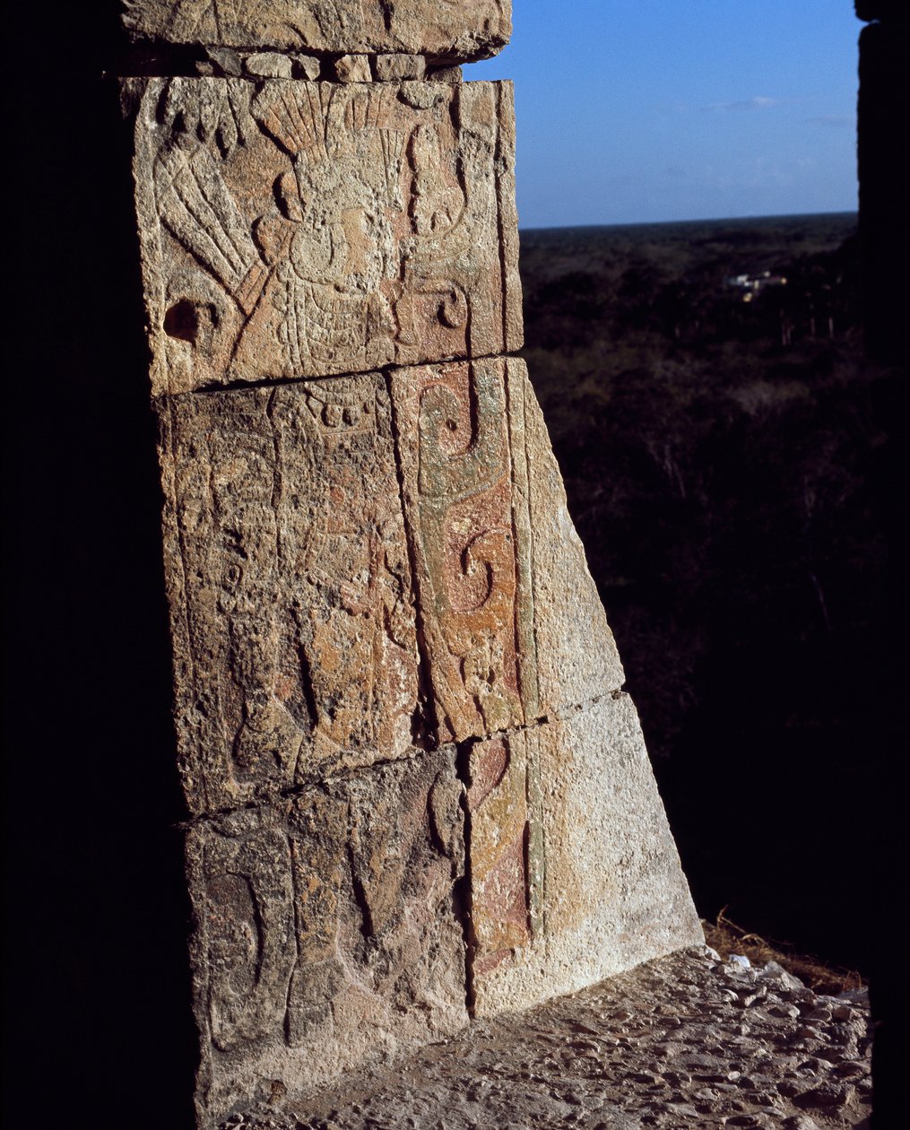 Detalje af en frise af en kriger, El Castillo af Mayan Mayan