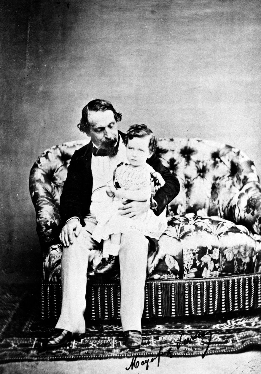 Kejser Napoléon III med kejserprinsen, c.1860 af Mayer and Pierson