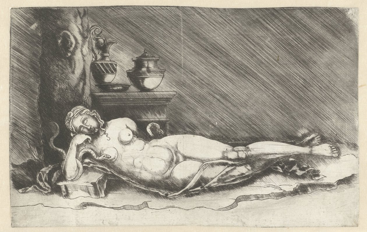 Cleopatras død med slange af Meester van 1515