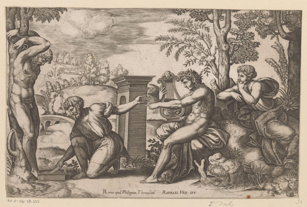 Apollo i Marsyas af Meester van de Dobbelsteen