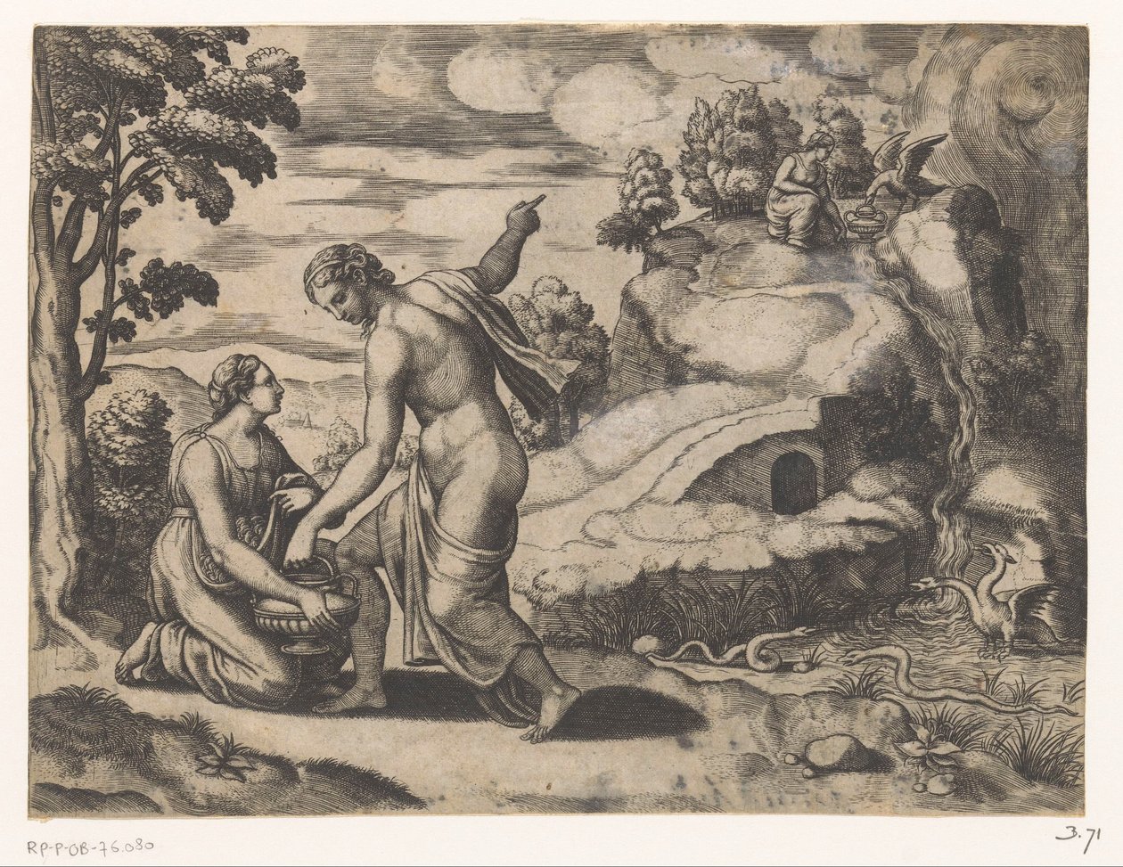 Venus sender Psyche til en brønd bevogtet af drager af Meester van de Dobbelsteen