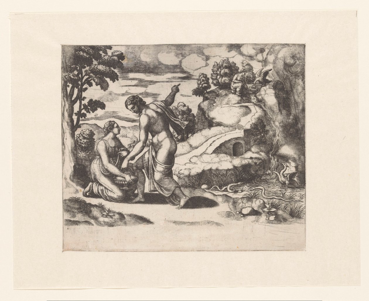 Venus sender Psyche til en brønd bevogtet af drager af Meester van de Dobbelsteen