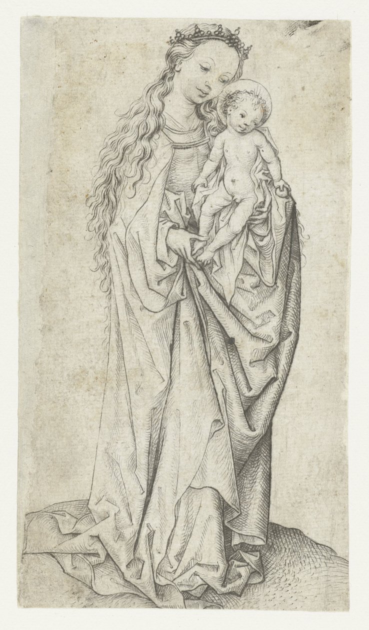 Stående Madonna og barn med æble af Meester van het Amsterdamse Kabinet