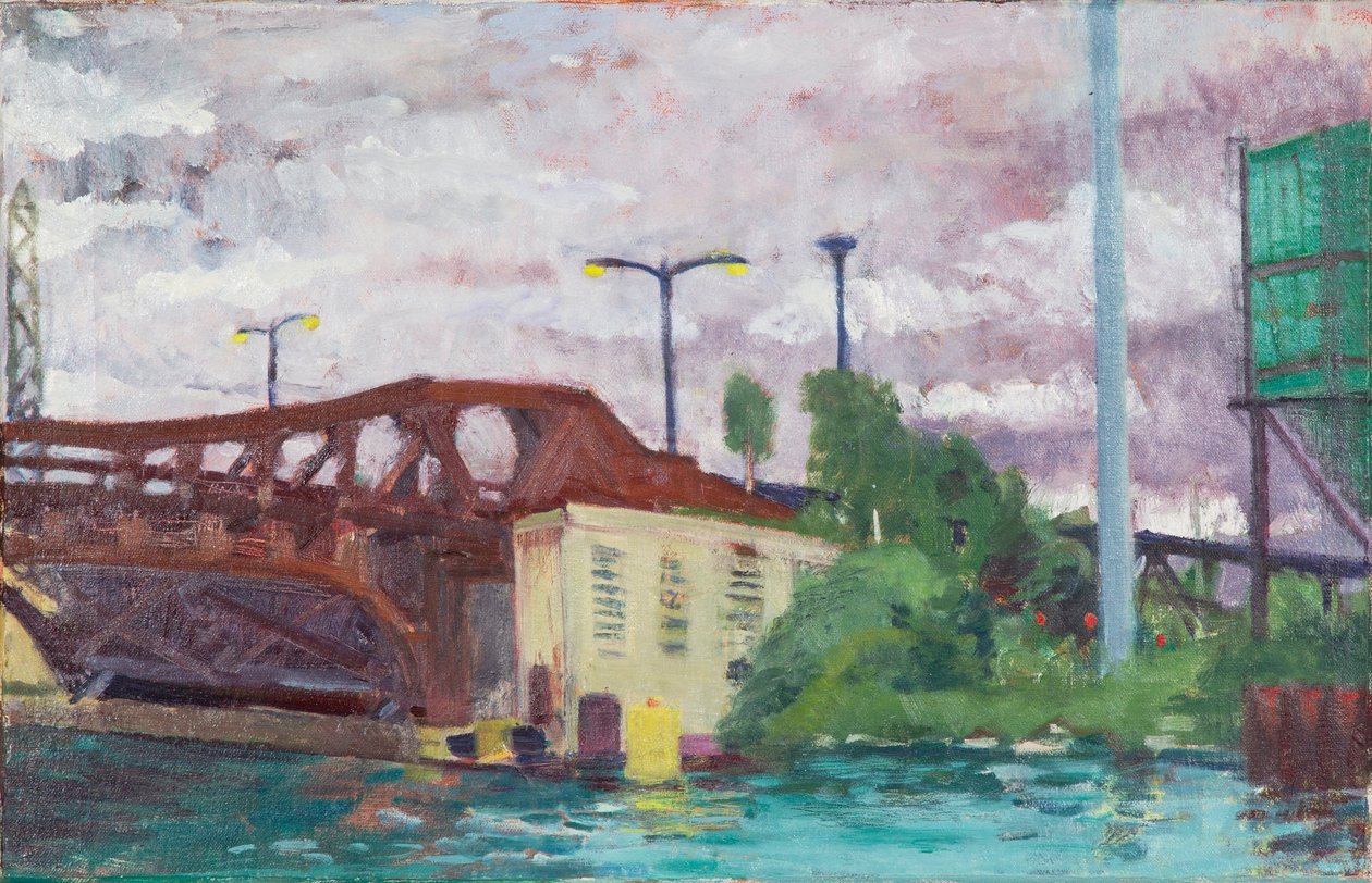 Bridge Over the Cal Sag Canal, 2014 (olie på lærred) af Megan Williamson