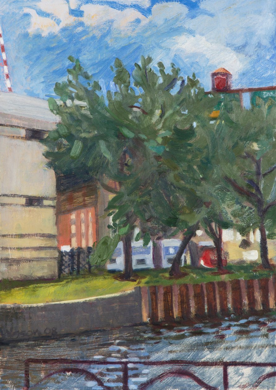 Chicago River ved Erie St, 2008 (olie på lærred) af Megan Williamson