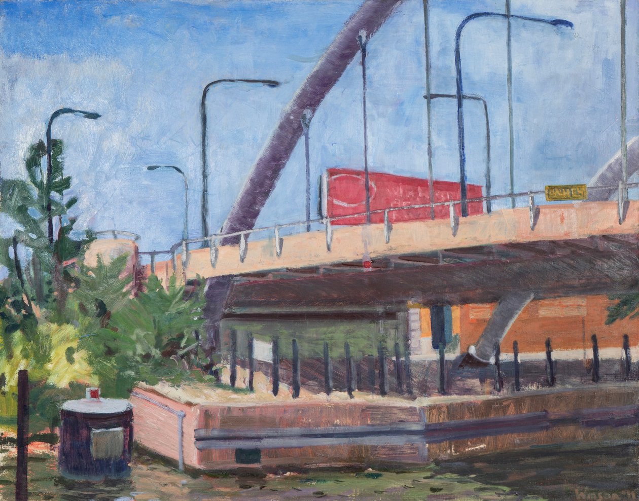Damen Bridge from the River, 2011 (olie på lærred) af Megan Williamson