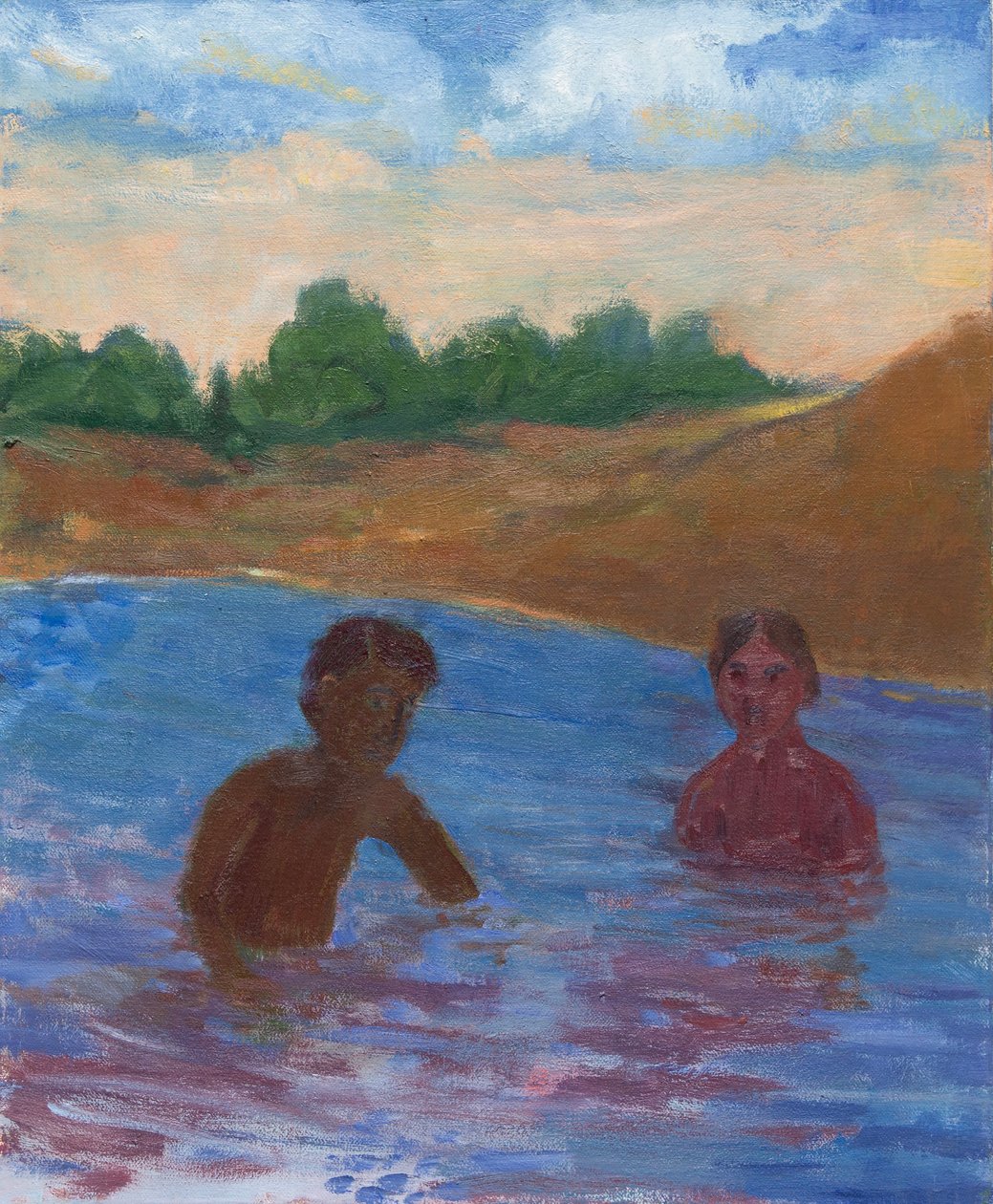 Evening Swim, 2017 (olie på lærred) af Megan Williamson