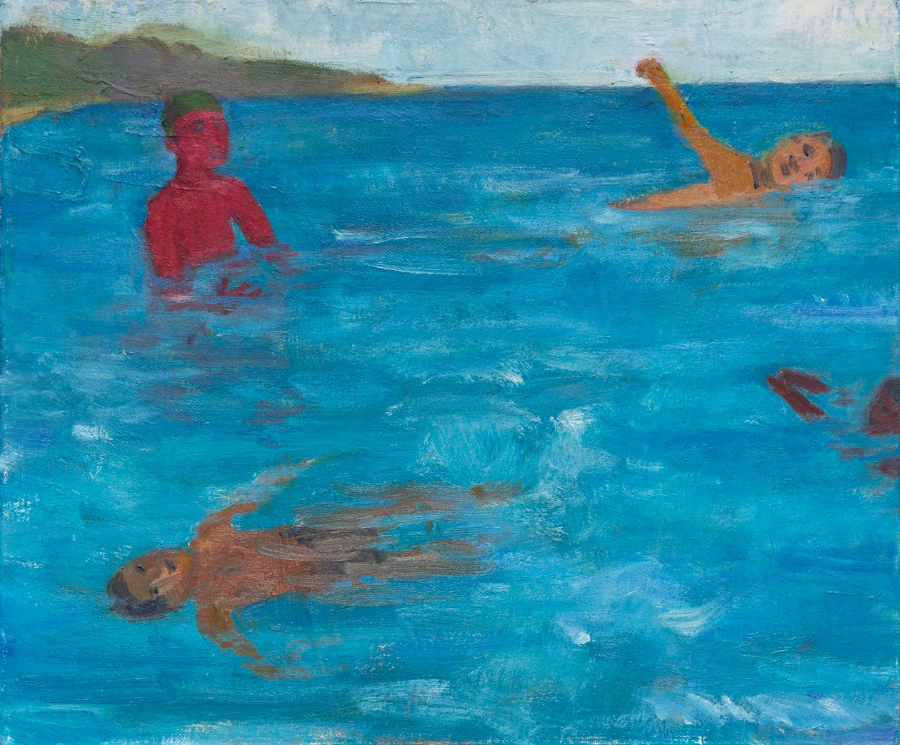 Fire svømmere, 2017 (olie på lærred) af Megan Williamson
