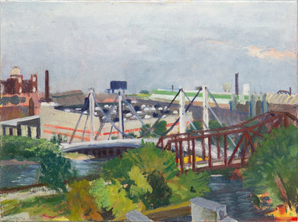 Looking West Over the North Branch, 2014 (olie på lærred) af Megan Williamson
