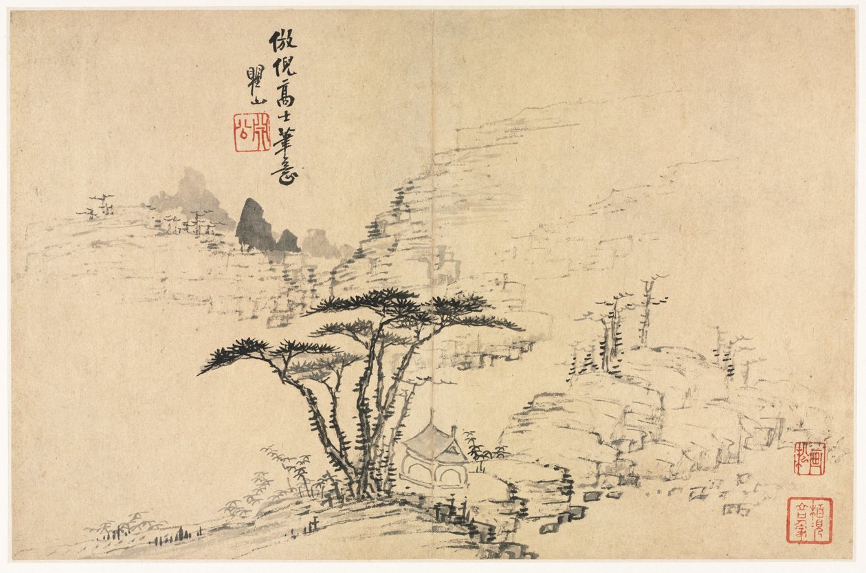 Landskaber i forskellige stilarter efter gamle mestre, 1690. af Mei Qing