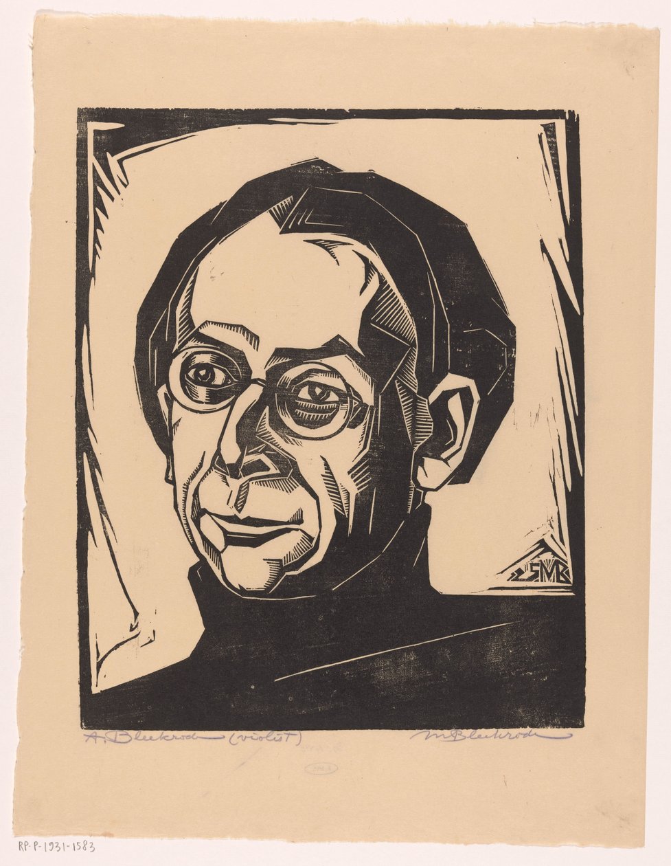 Portræt af Abraham Bleekrode af Meijer Bleekrode (signed by artist)