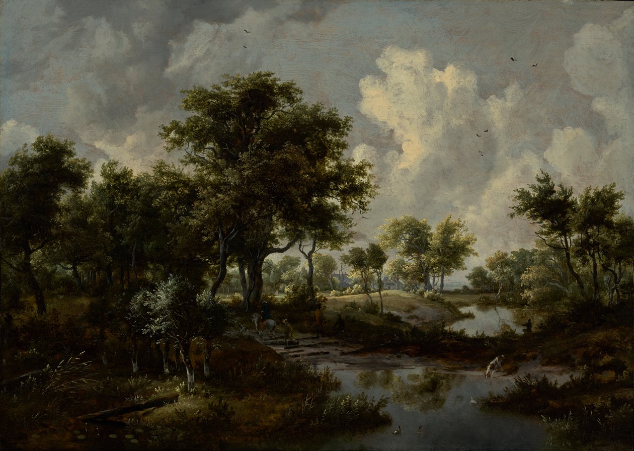 Dansk: A Wooded Landscape af Meindert Hobbema