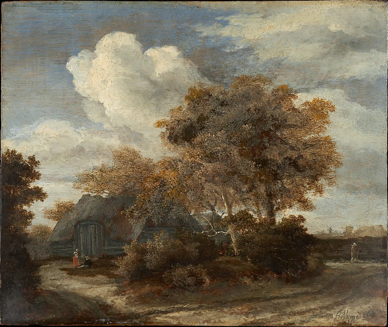 Hytte ved vejkanten af Meindert Hobbema