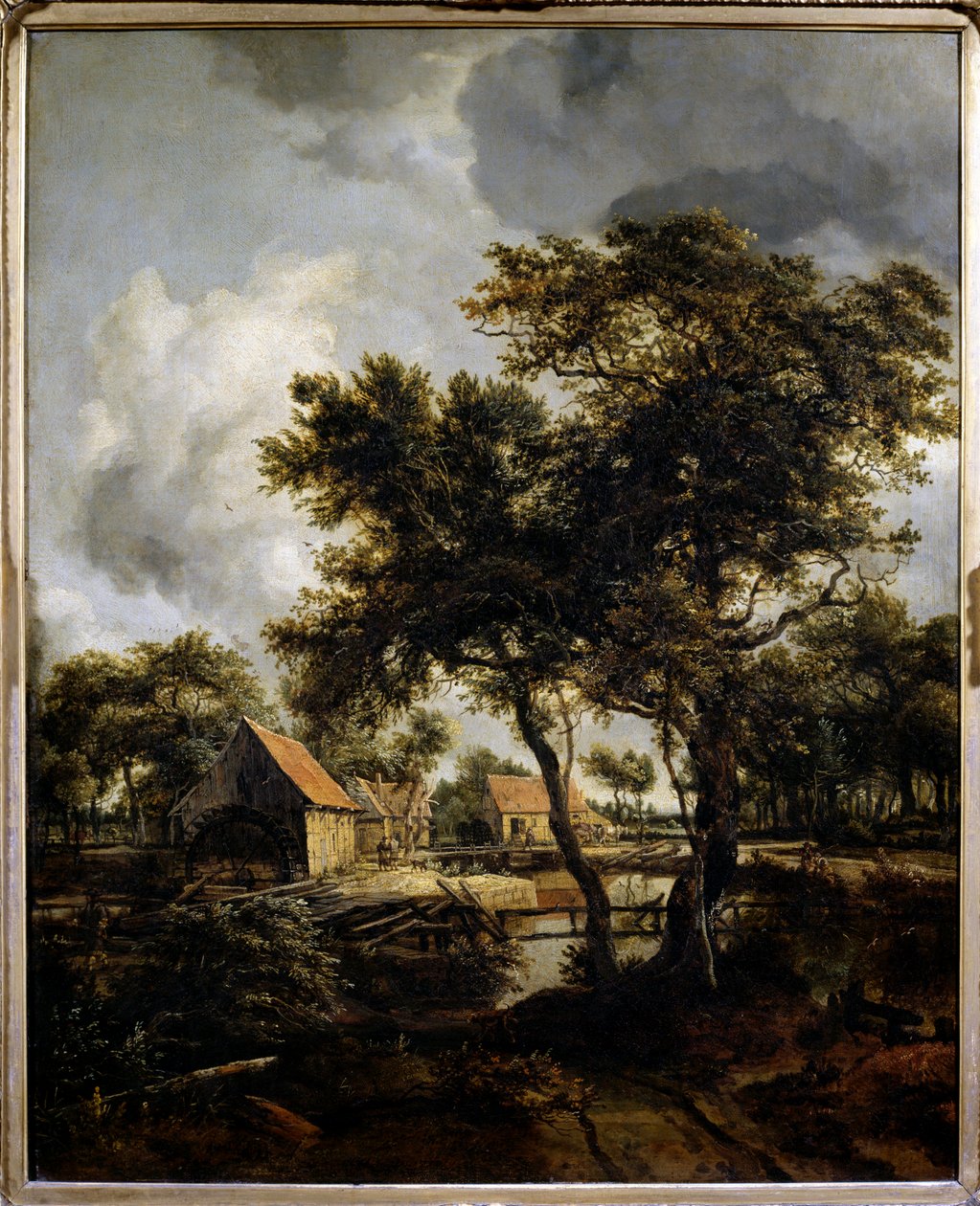 Vandmøllen Maleri af Meindert Hobbema (1638-1709) (ec.flam.) 1600-tallet søn. 0,8x0,66 m Paris, Musée du Louvre. af Meindert Hobbema