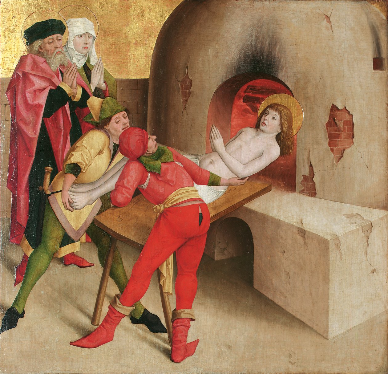 Martyrium af St. Vitus (forside); Kristus før Kajfas (omvendt) af Meister der Veitslegende