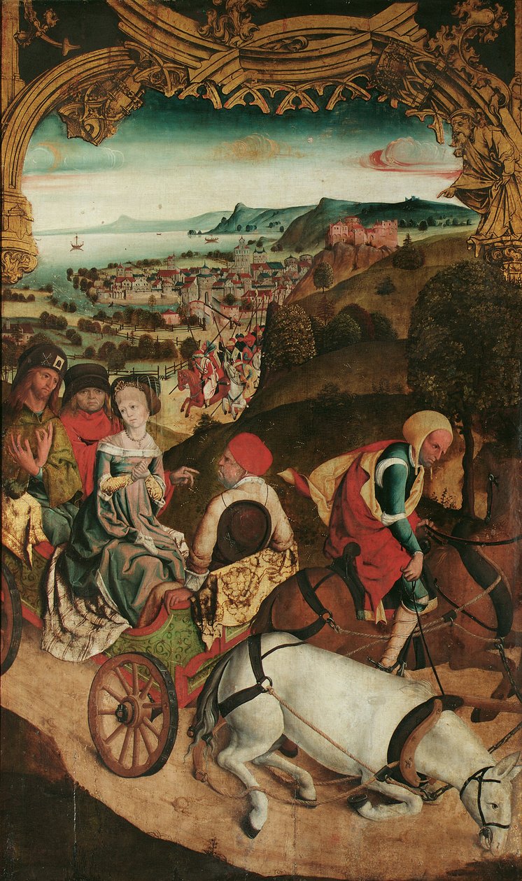 det helliges flugt Cantius, Cantianus og Cantianilla (indvendigt); Kristus på Oliebjerget (ydre) af Meister des Krainburger Altars
