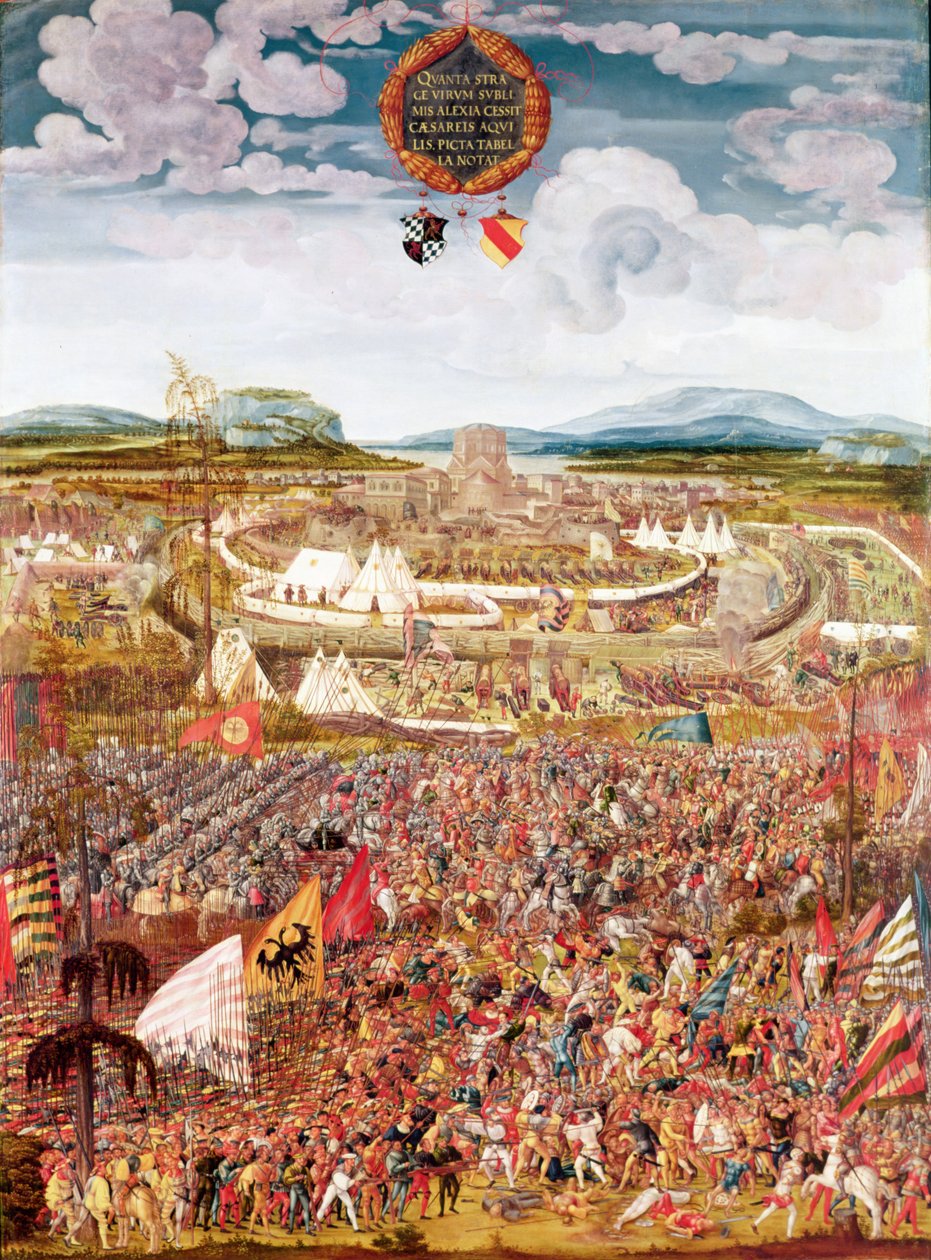 Alesia belejret af Julius Cæsar (101-44 f.Kr.) af Melchior Feselen