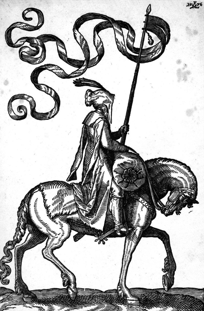 En mand til hest, 1576 af Melchior Lorck