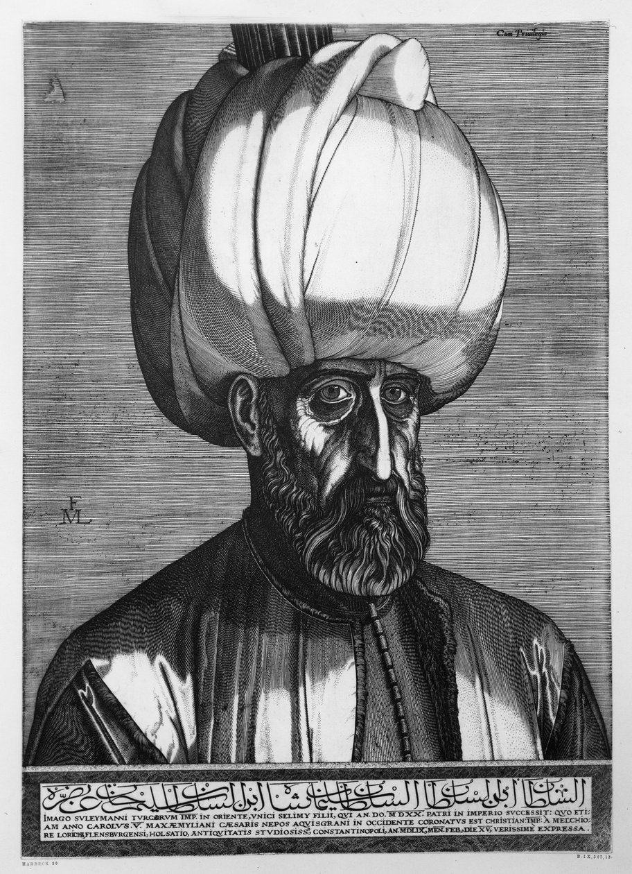 Suleiman den storslåede, indgraveret i Konstantinopel, 1559 af Melchior Lorck