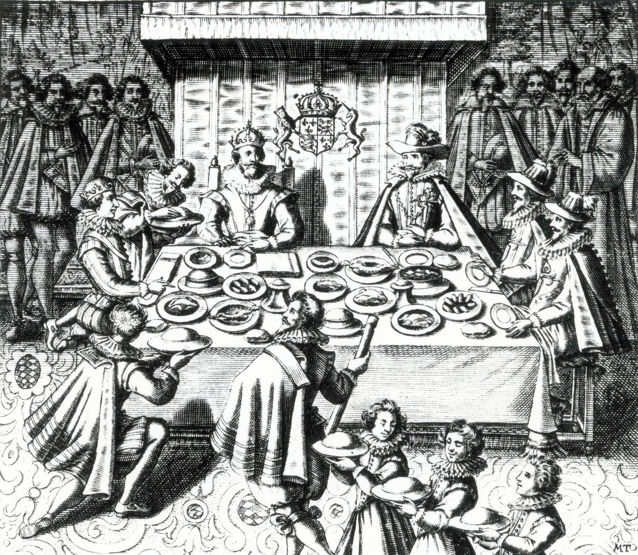 King James fester med spanske ambassadører, 1624 af Melchior Tavernier