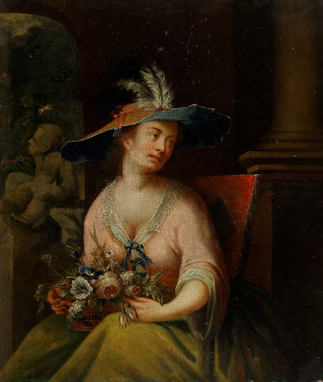 Dame med blomster af Melchior Brassauw