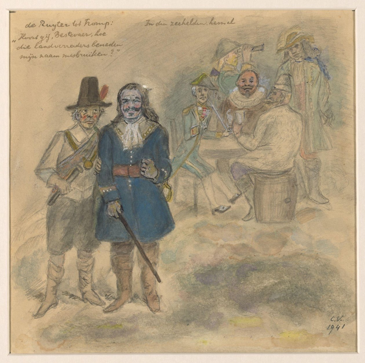 Landskab med figurer på bredden af ​​en flod af Melchior Küsel (I)