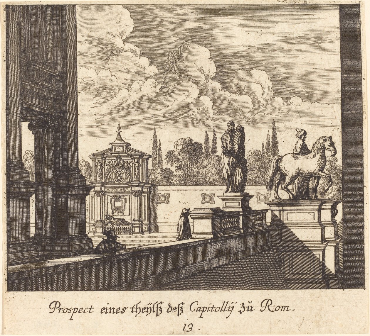 Capitoline, Rom af Melchior Küsel after Johann Wilhelm Baur
