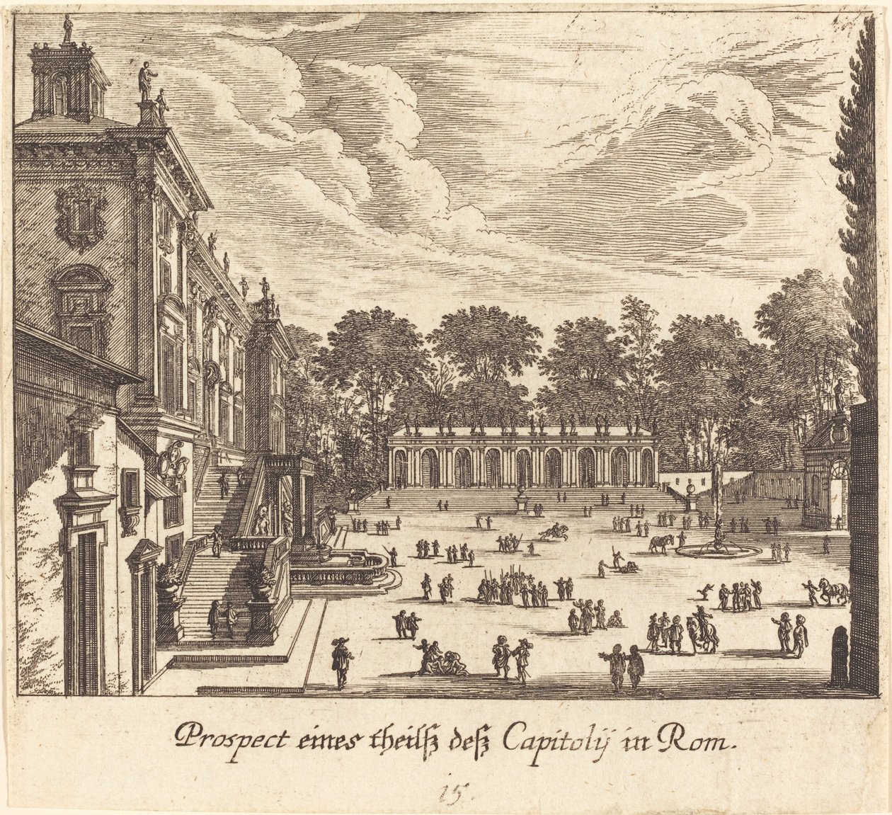 Capitoline, Rom af Melchior Küsel after Johann Wilhelm Baur