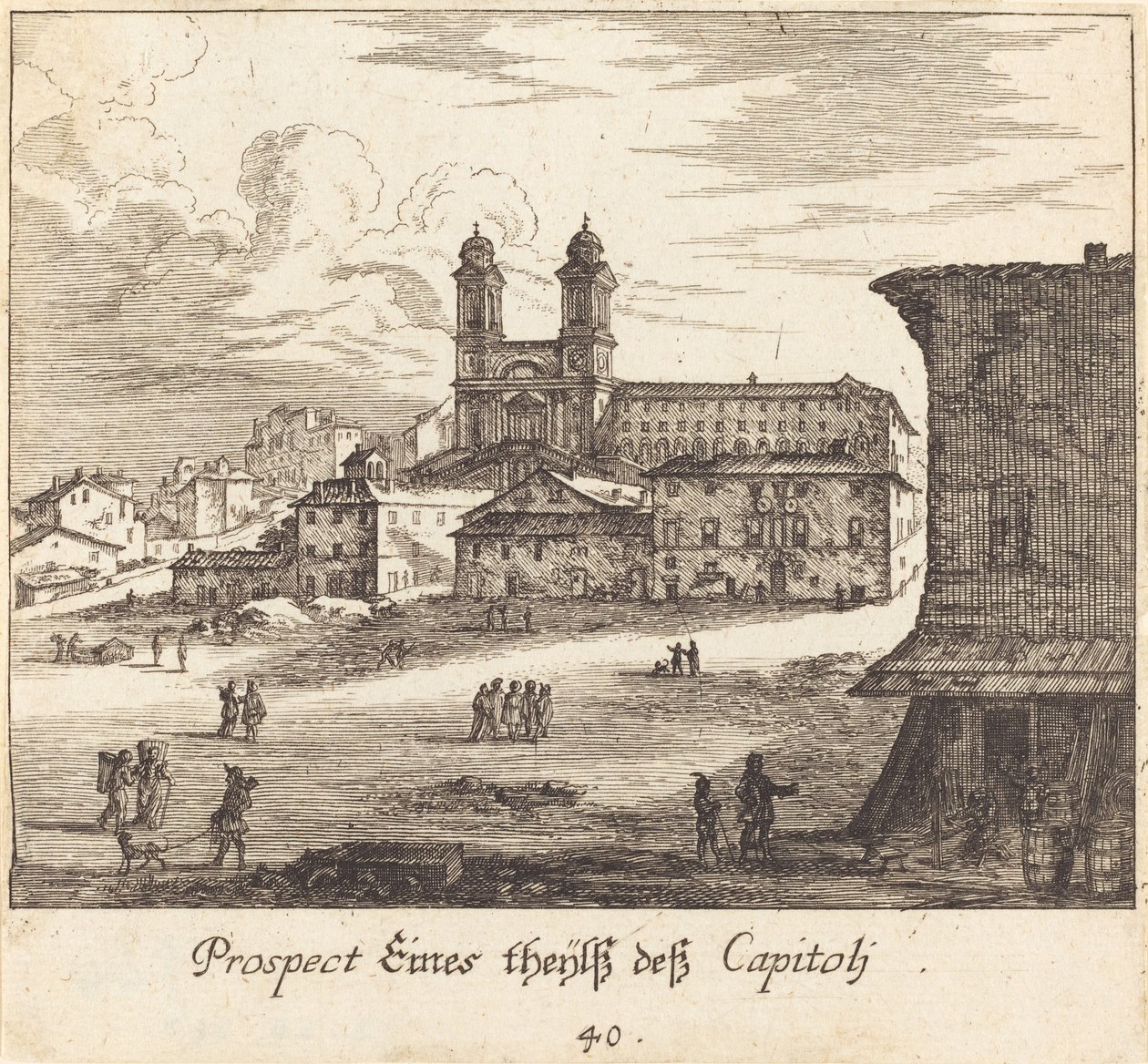 Byudsigt af Melchior Küsel after Johann Wilhelm Baur