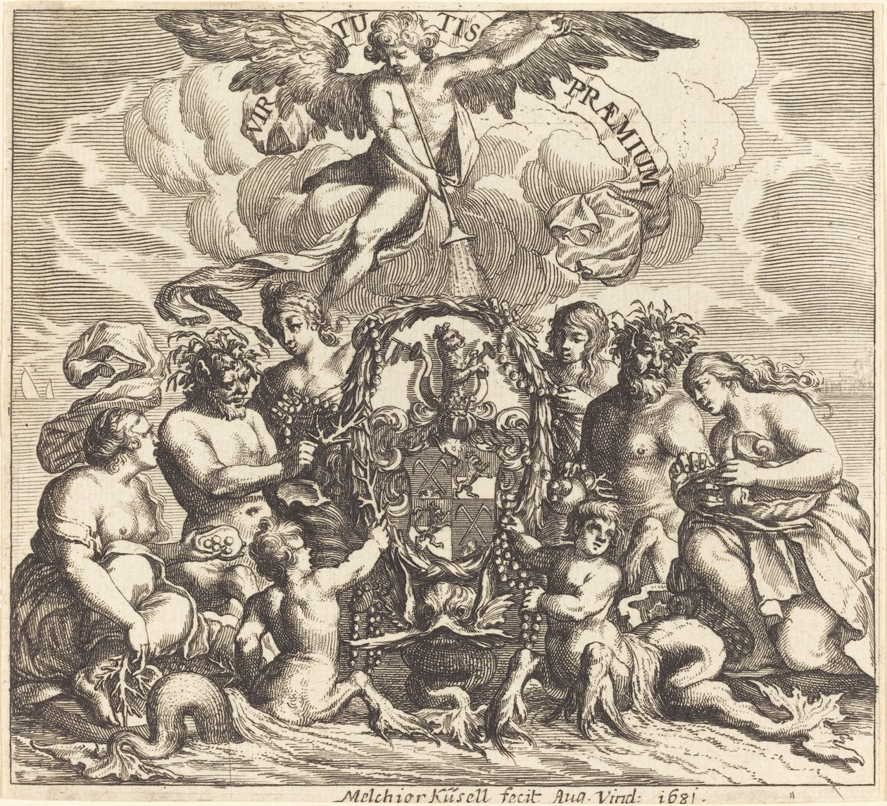 Dedikationsside af Melchior Küsel after Johann Wilhelm Baur