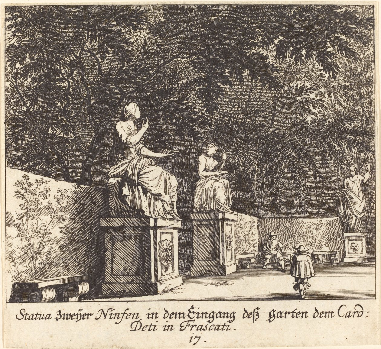 Haver, kardinal Deti, Frascati af Melchior Küsel after Johann Wilhelm Baur