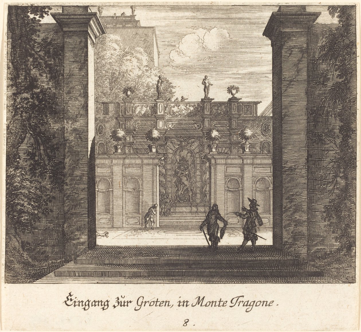 Grotte, Monta Tragone af Melchior Küsel after Johann Wilhelm Baur