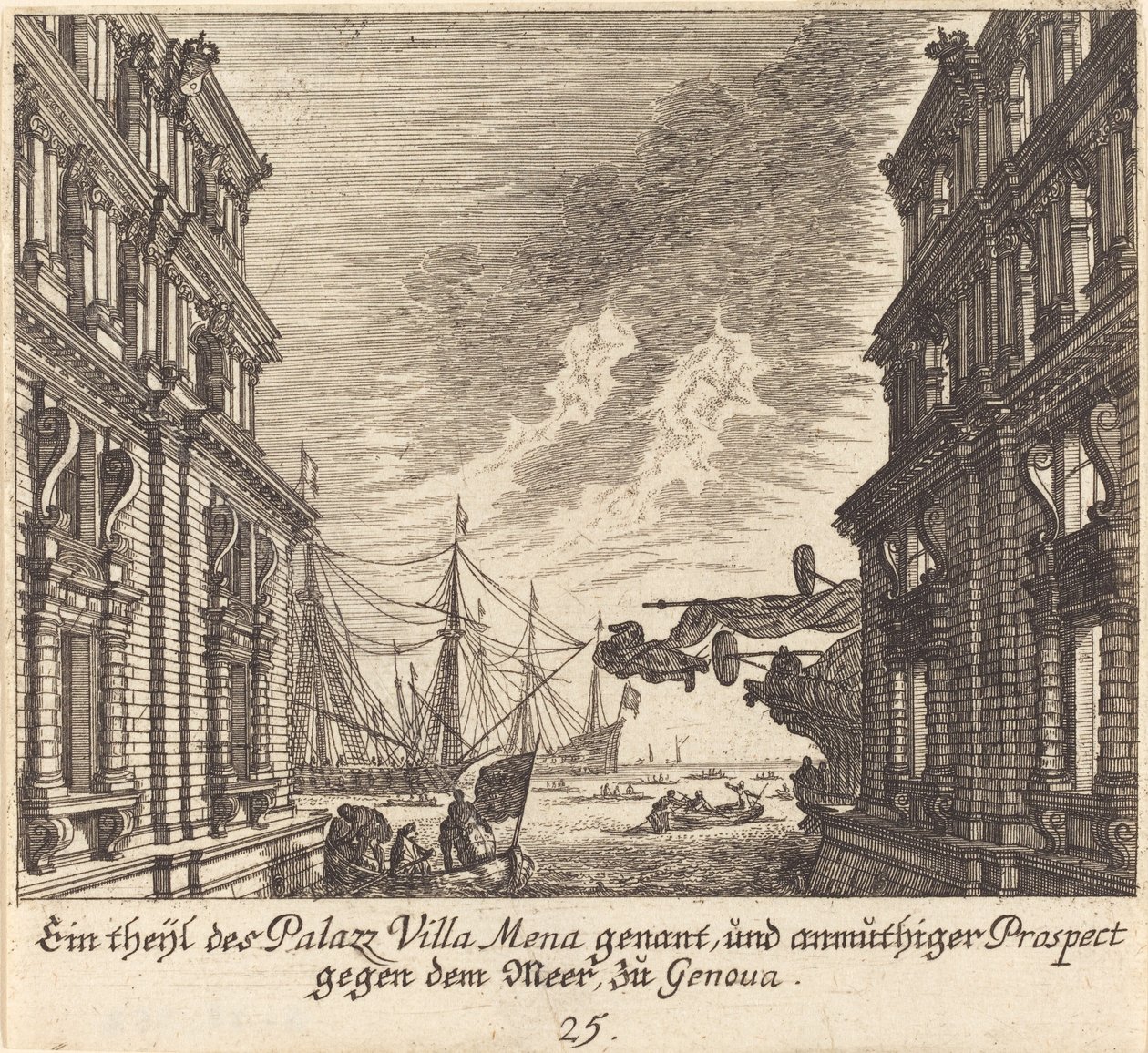 Villamena-paladset, Genova af Melchior Küsel after Johann Wilhelm Baur