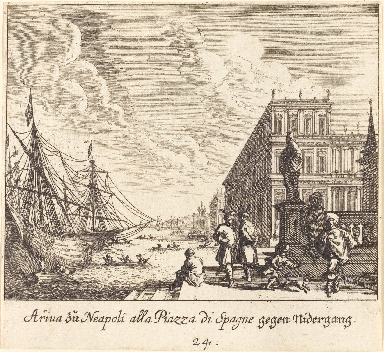 Palazzo di Spagna, Napoli af Melchior Küsel after Johann Wilhelm Baur