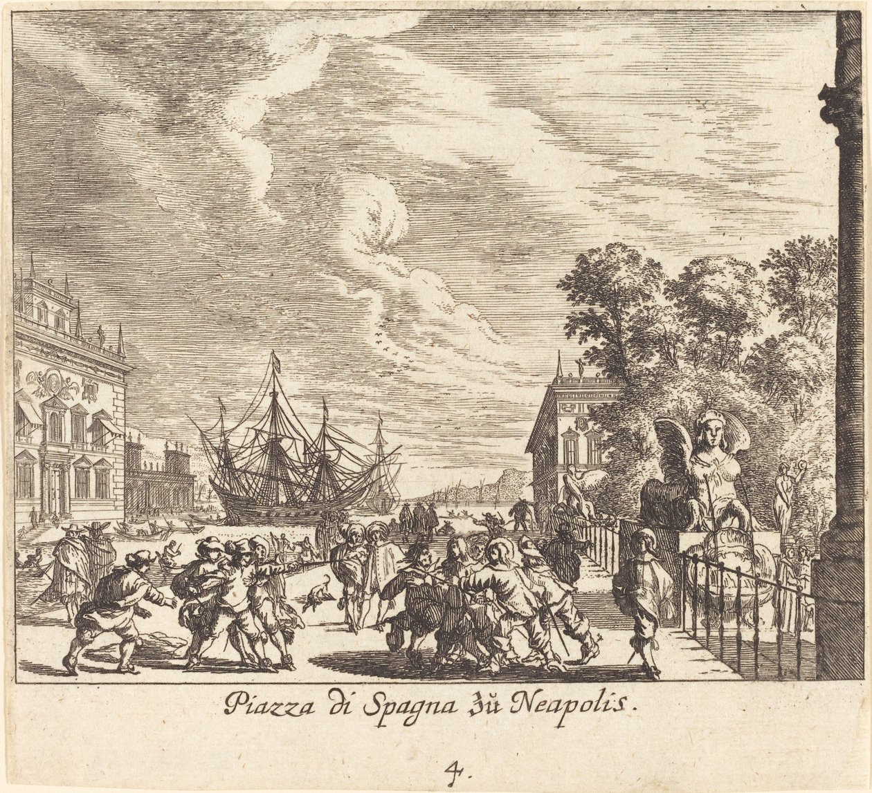 Spanske Trappe, Napoli af Melchior Küsel after Johann Wilhelm Baur