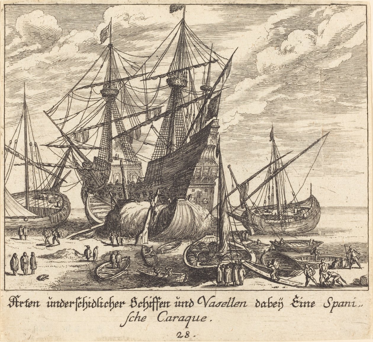 Skibe af Melchior Küsel after Johann Wilhelm Baur