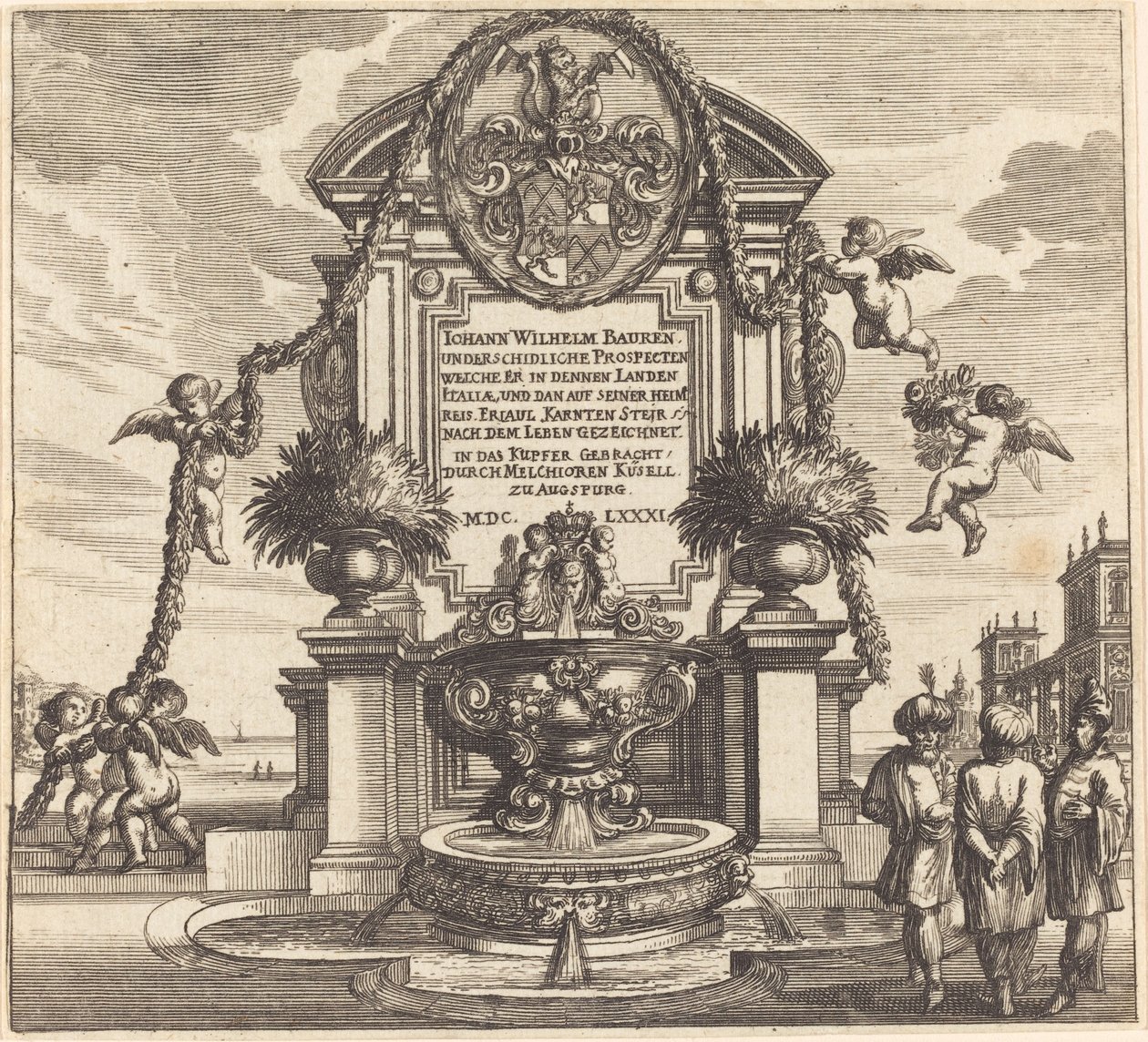 Titel side af Melchior Küsel after Johann Wilhelm Baur