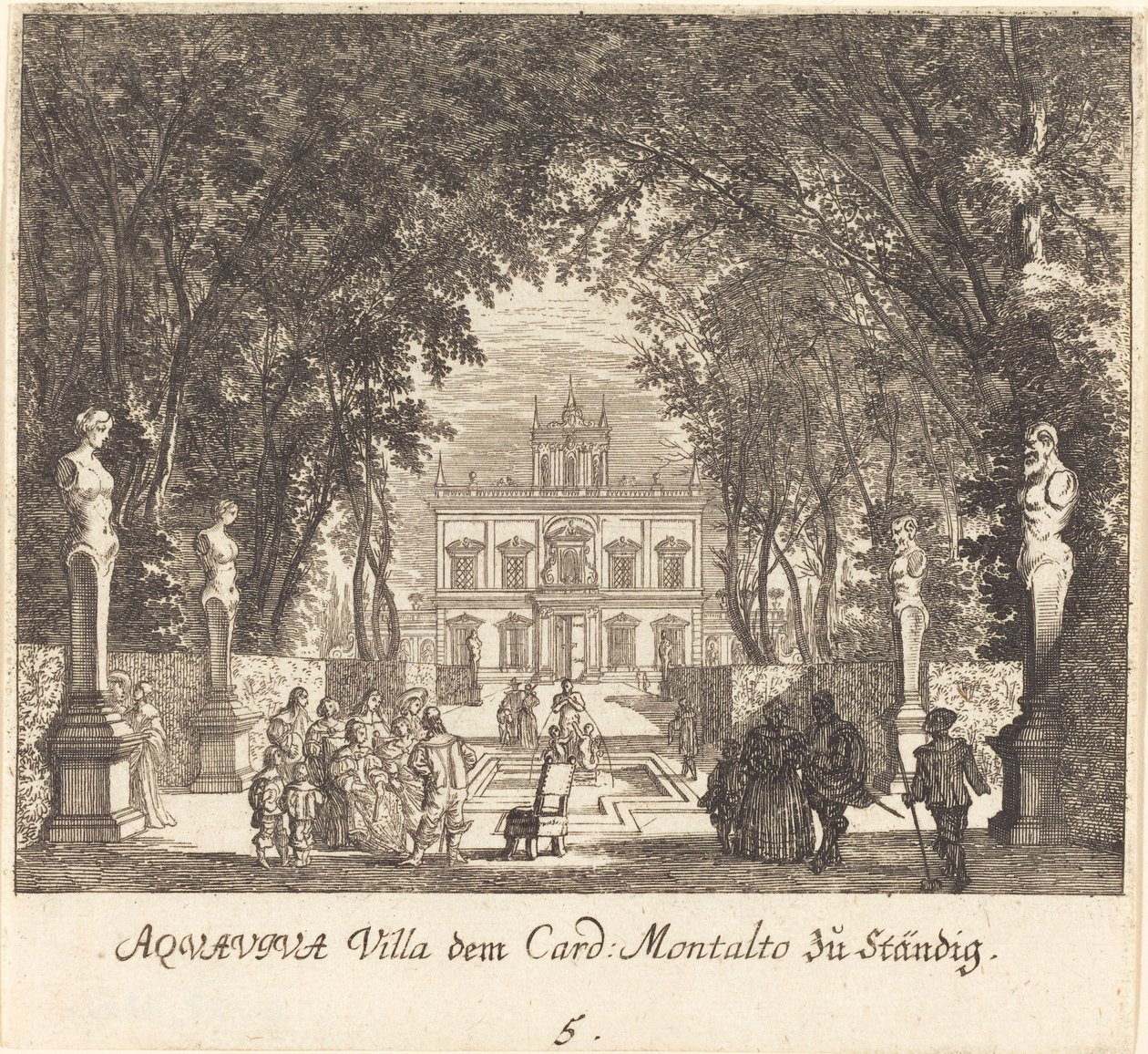 Villa Aquaviva af Melchior Küsel after Johann Wilhelm Baur