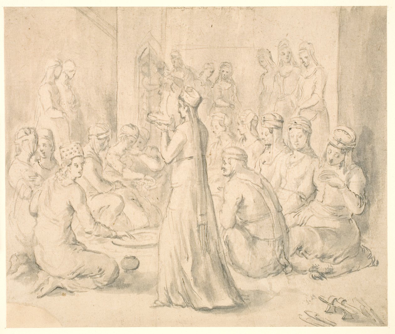 En gruppe tyrkiske kvinder, der spiser af Melchior Lorck